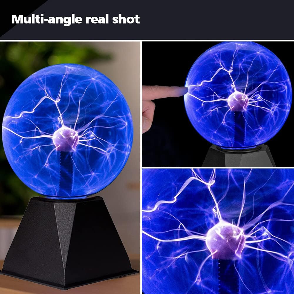 mcoplus 7 Inch Blue Plasma Ball, Plasma Lamp/Light, Plasma Electric Nebula Lightening Ball, Touch & Sound Sensitive, for Parties, Home, Decorations, Gift for Holiday and Birthday, Novelty