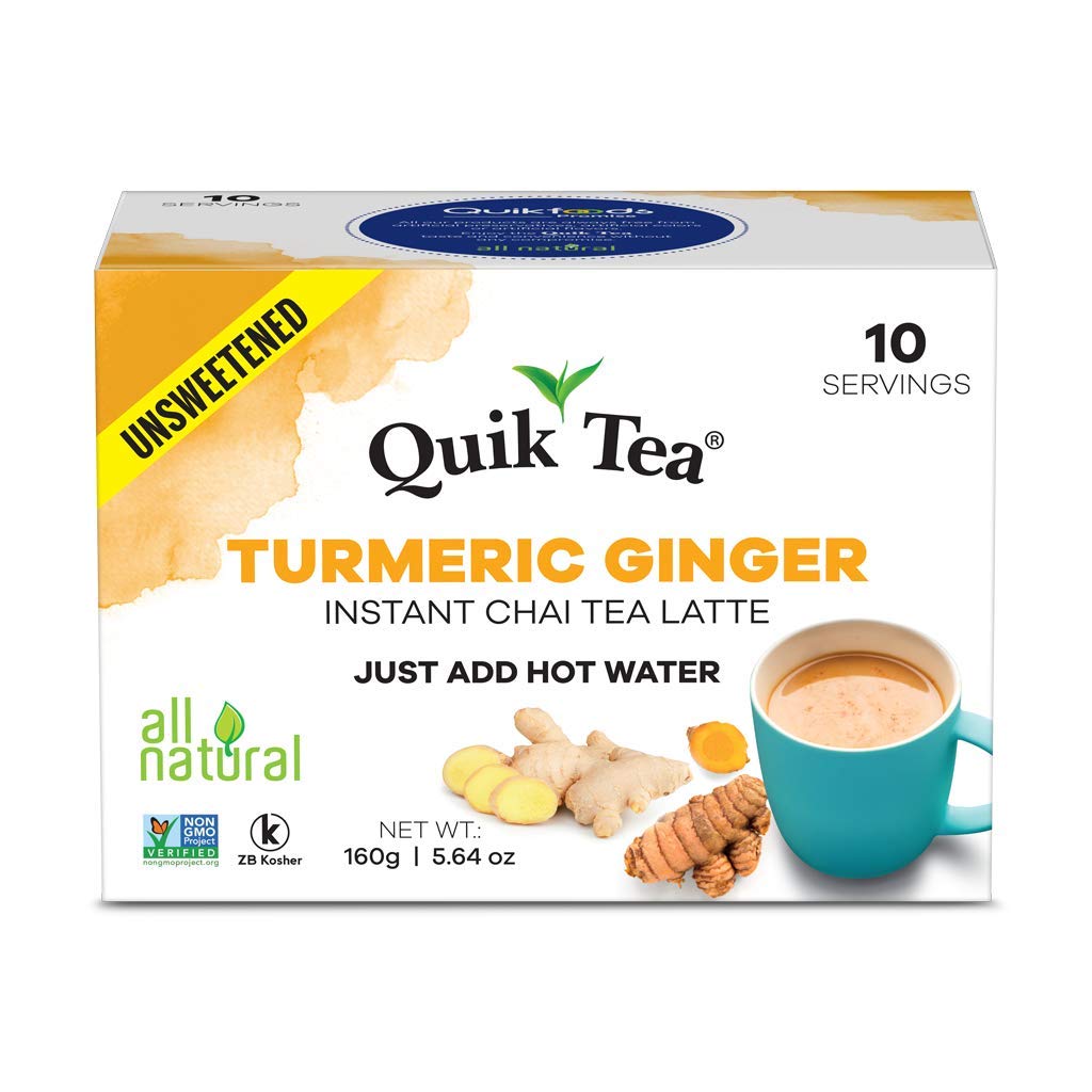 QuikTea Unsweetened Turmeric Ginger Chai Tea Latte, 10 Count