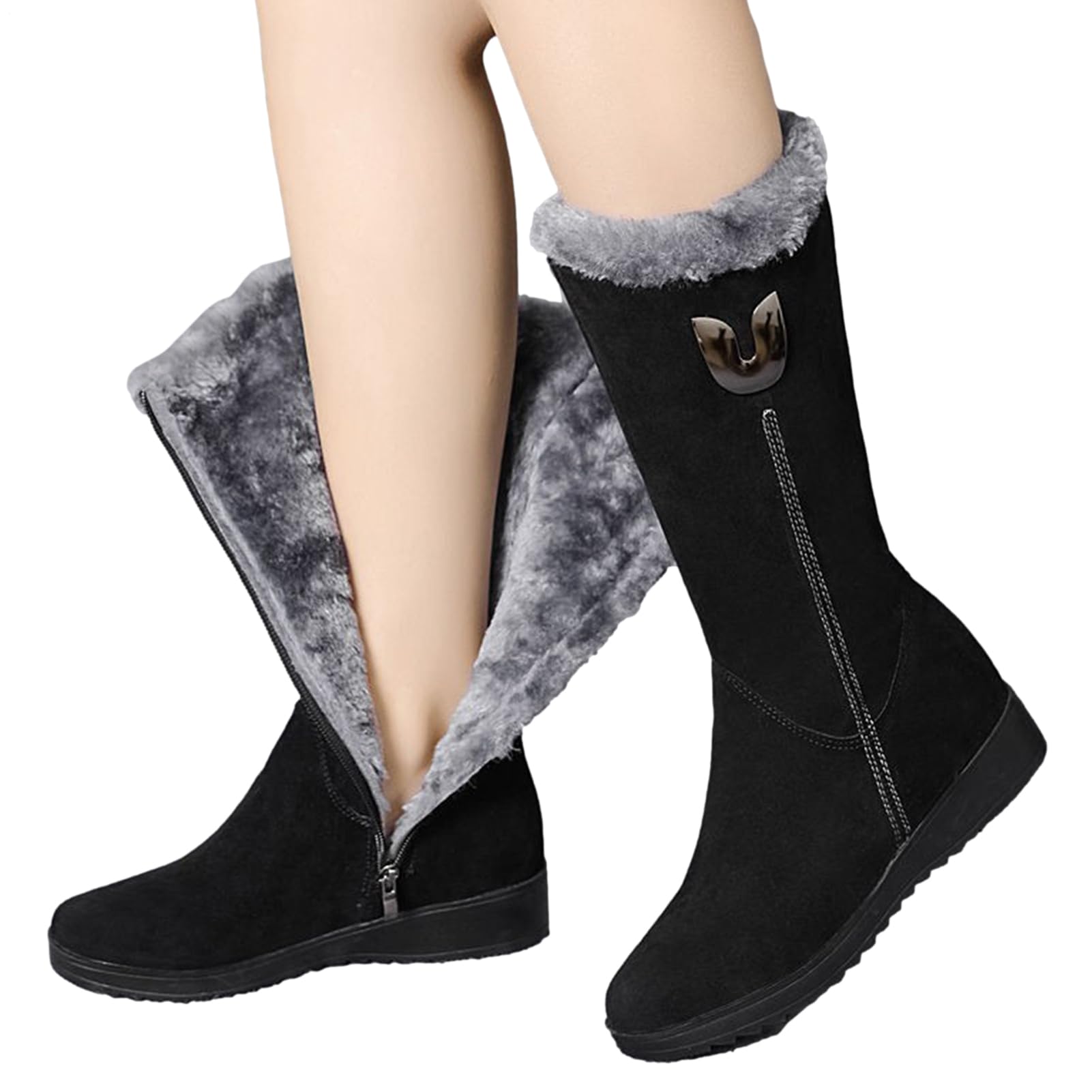 Generisch Botas de nieve de invierno para mujer, impermeables, cálidas, cómodas, aisladas, medias, botas de invierno impermeables y antideslizantes para clima frío
