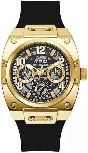 GUESS Silicone Analog Black Dial Men Watch-Gw0569G2, Black Band