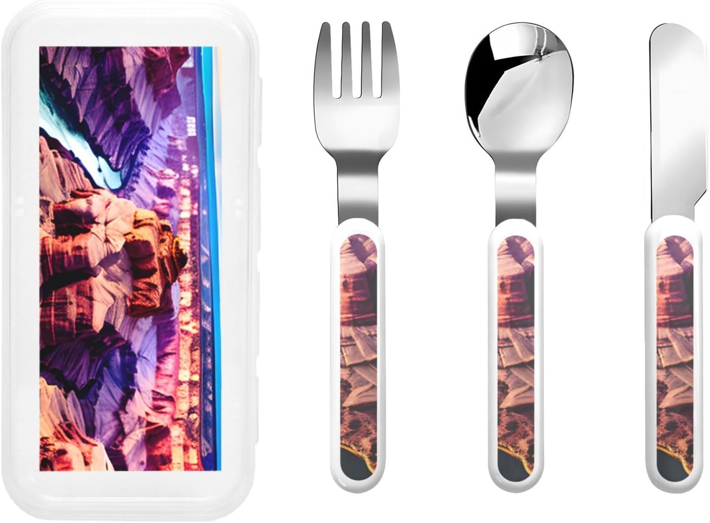 Beauty Grand Canyon Print Stainless Knife Spoon Fork 3-Piece Set,Flatware Cutlery Set With Storage Case