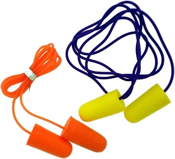 Noise Reduction Earplugs | 50 Pairs Per Box | Corded Design | 29 db Rating | Soft & Pliable | Vibrant Orange & Yellow Color Pack