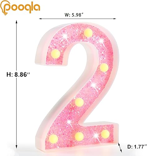 Miniatura 5 de Pooqla - Luces de números luminosos, alimentados por batería, con brillantina para fiestas de cumpleaños, para Decoración de Navidad, bodas, hogar y
