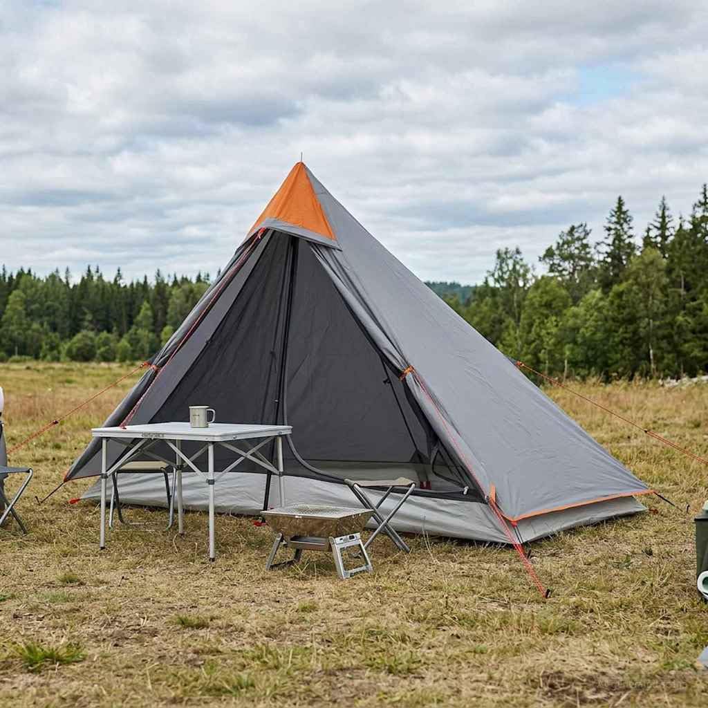 Trekkingzelt Grau und Orange 222 x 85 x 125 cm leichtes ultraleichtes wasserdichtes Biwakzelt mit UV-Schutz und Moskitonetz für Camping, Wandern, Outdoor und Survival