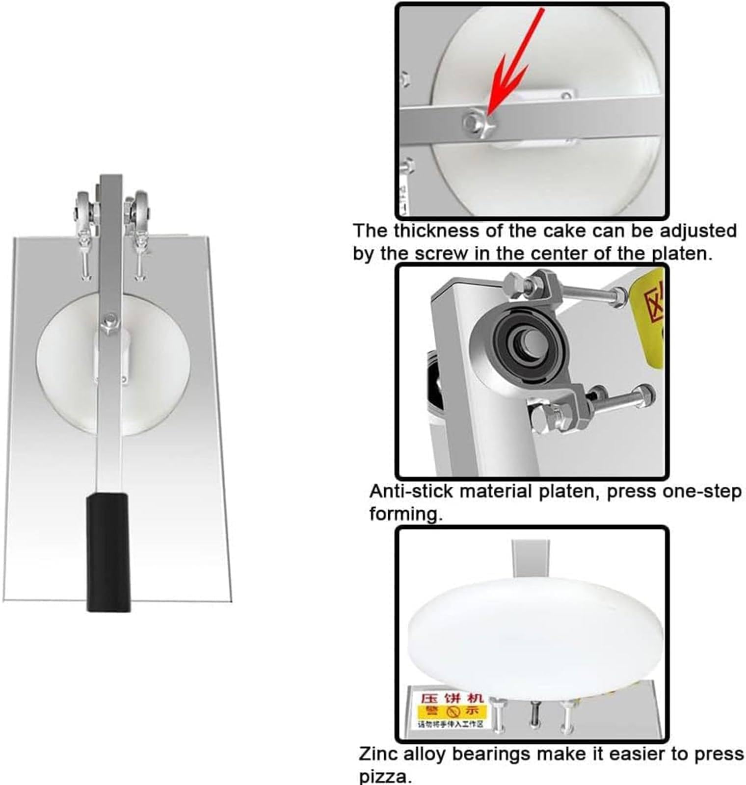 Pressa per impasti per pizza, in acciaio inox, per chapati, tortilla e pasticceria, utensile da cucina per la casa per una facile preparazione della pizza