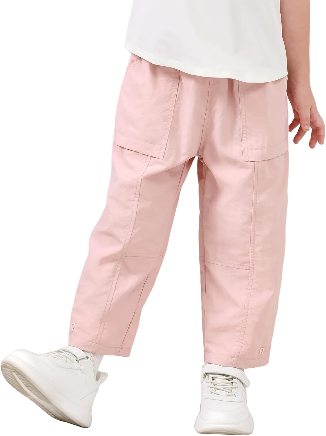 Miipat Girls Barrel Cargo Pants Quick Dry Waterproof Baggy Parachute Pants Elastic Waist Kids Hiking Joggers