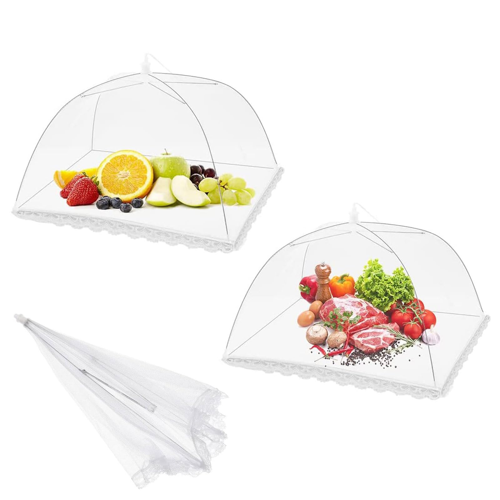 Amazon｜食卓カバー フードカバー ホワイト 32cm*32cm 小さめ 折り畳み
