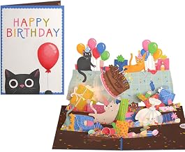 Lovepop Birthday Cat-astrophe 5x7 Pop-Up Card with Music & LED Lights | 3D Light-Up Feline Greeting Card for Kids, Him, Her, Friends, Pet Lovers, Men; Notecard & Envelope Included