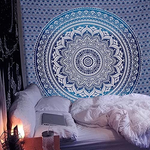 raajsee Pink White Tapestry Mandala Wall Hangings, Indian Cotton Beach Throw Blanket, Hippie Tapestries Boho Decor Bohemian Bedding,Twin Bedspread 52x82 inches