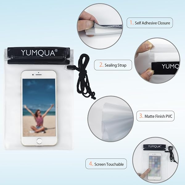 YUMQUA Sac étanche, Pochette étanche Sac Impermeable pour Caméra,Carte, iPad, Document et Téléphone -Ensemble de 3 pièces (Noir) - 4
