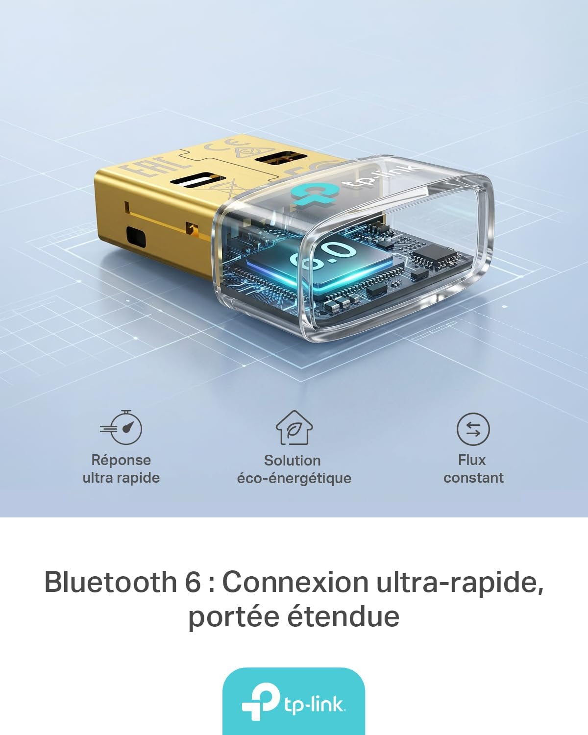 TP-Link UB600 – Adaptador Bluetooth 6.0 para PC, USB Bluetooth Stick para ratón/Teclado/Auriculares/teléfono Celular/Controlador, Plug & Play, Solo para Windows 11/10/8.1/7 3