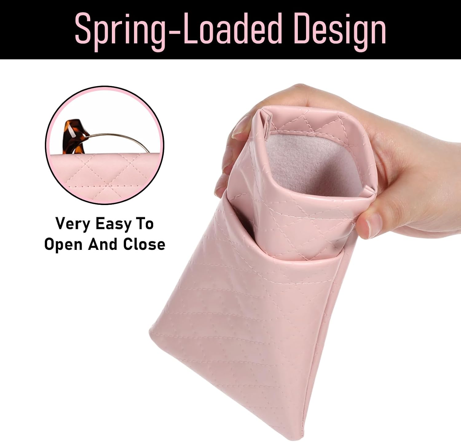 2 Pcs Soft Glasses Pouch, Double Eyeglasses Case, Squeeze Top Sunglasses Case, Sunglasses Travel Organizer, Dual Glasses Cases for Women Men with Handle