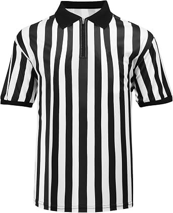 Mens Referee Shirt Zipper Official Ref Shirt Costume Umpire Jersey for Womens Football Halloween Uniform