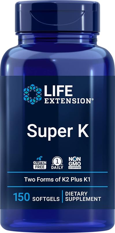 Life Extension Suplemento de Vitamina K com Vitaminas C, K1 e K2 (MK-4 e MK-7), 10 mg, 2.000 mcg, 1.000 mcg e 180 mcg, 150 cápsulas softgel