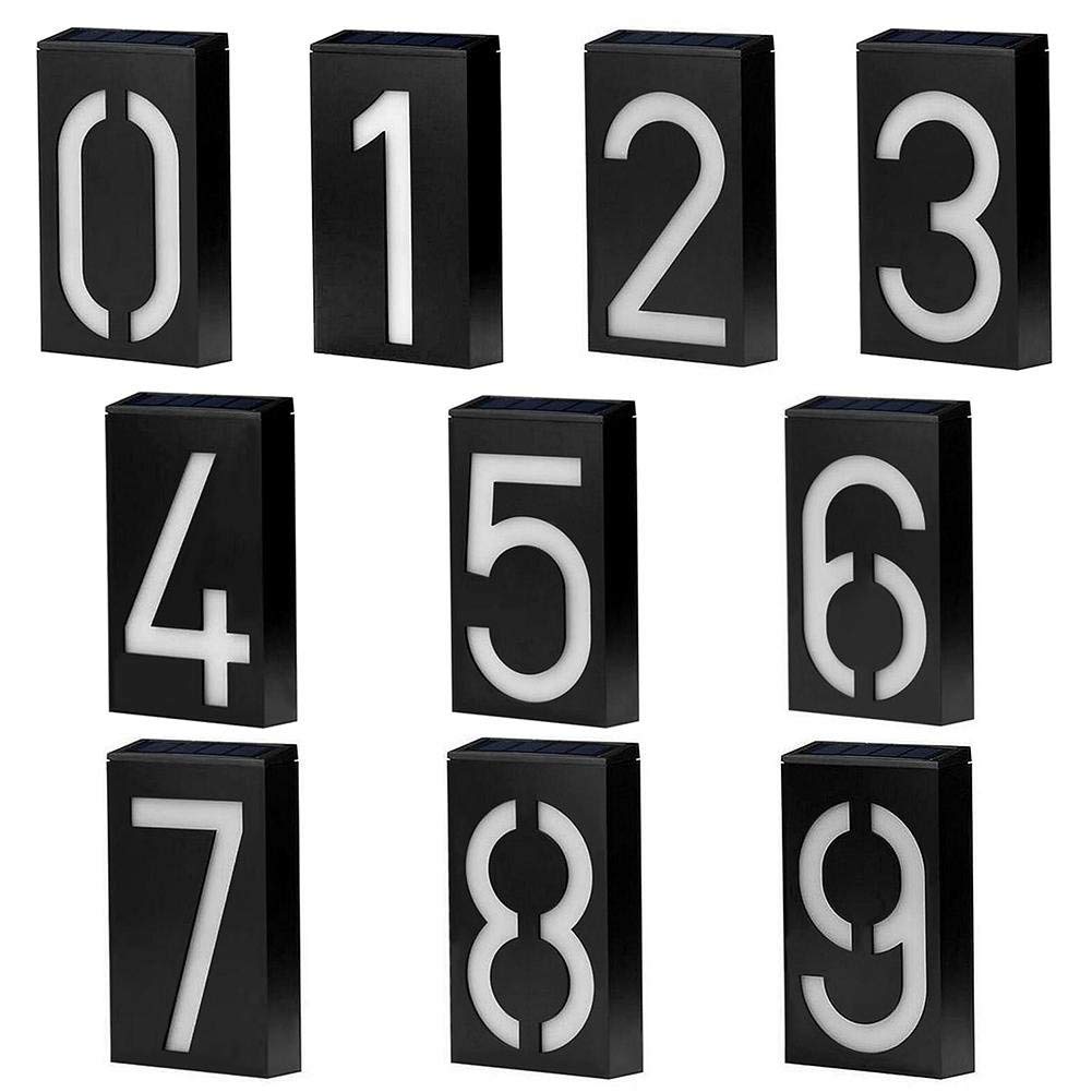 LED solare numero civico, giardino cortile edificio indirizzo numeri targa targa ad energia solare, illuminazione LED esterna targa e parete arte illuminata per casa strada (digitale 1)