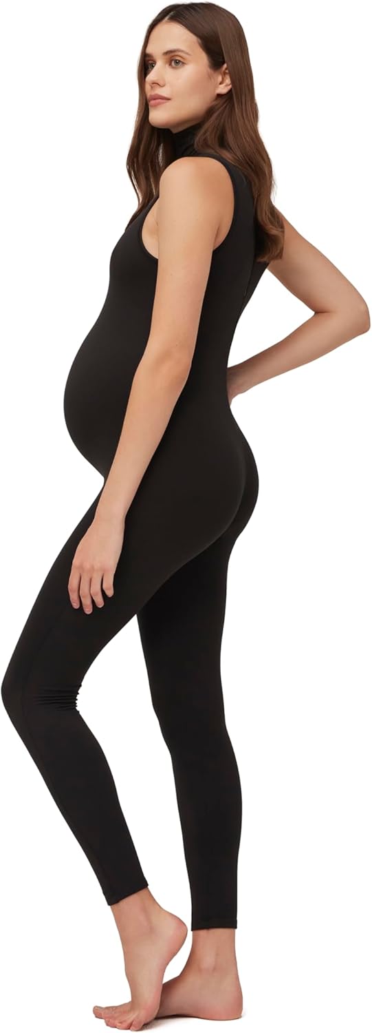 BUMPSUIT Maternity Bodysuit for Women Sleeveless Turtle Neck Pregnancy Jumpsuit Soft Stretchable Fabric Lightweight