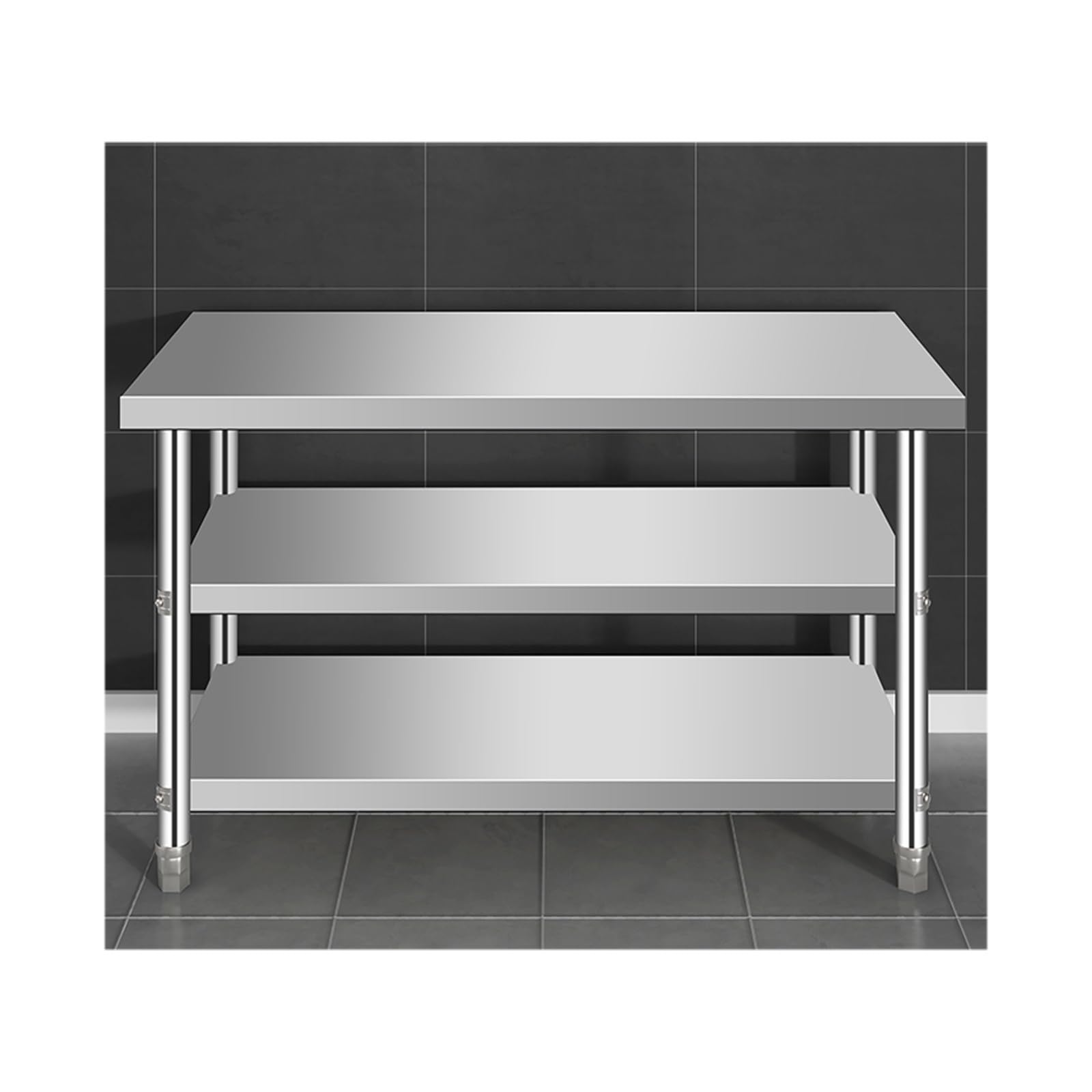 Komercyjny stół do przygotowywania kuchni, wielowarstwowa konstrukcja, 100 x 50 x 80 cm, idealny do gastronomii, gastronomii, ciężkiej stacji roboczej, trwały i funkcjonalny