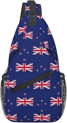 New Zealand Flag Print Daily Crossbody Sling Bag, Shoulder Backpack Chest Bag Daypacks, For Outdoor Travel Casual