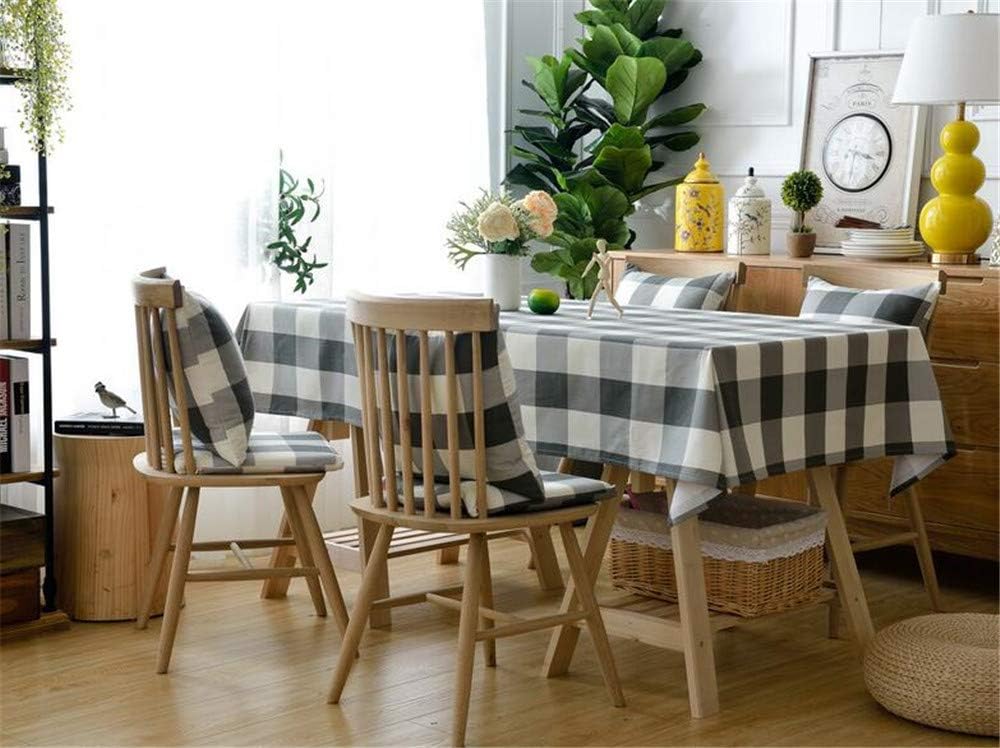 Bеѕt Prоmо Anleo Washable Cotton Fabric Tablecloth, Dust-Proof Decorative White & Black Grid Pattern Table Cover for Kitchen Dinning Tabletop Buffet Decoration (Square, 55x55)