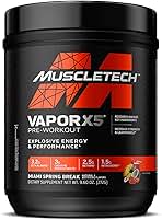 MuscleTech | Vapor X5 | Pre-work Powder | Intense Muscle Pump Energy | Sports Nutrition Muscle Building Supplements for Women & Men | Miami Spring Break | 272 grams | 30 servings