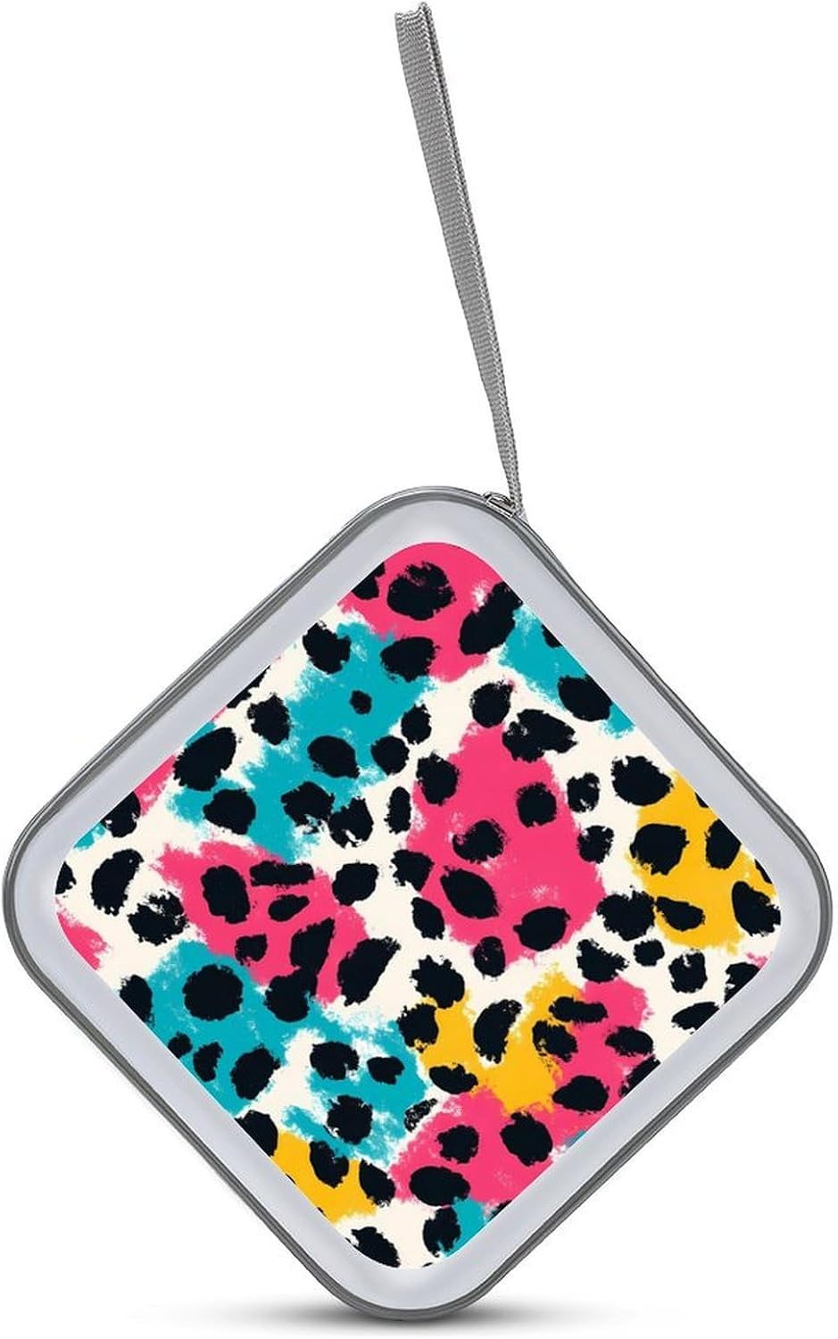 Colorful Leopard Pattern Funny CD Case 40 Capacity DVD Storage Holder Portable Disc Wallet Organizer Bag for Home Travel image 3
