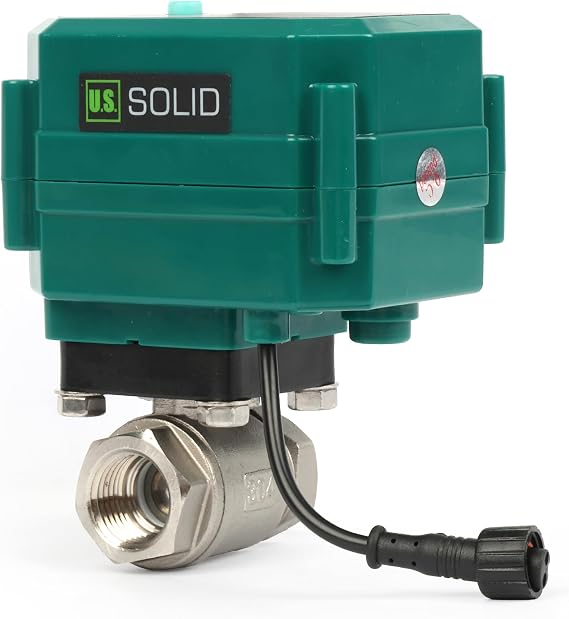 U.S. Solid 1/2 Smart Motorized Ball Valve - NSF Certified 304SS Remote App Mobile-control Electrical Ball Valve with Manual Switch, Plug Connection