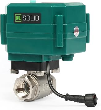 U.S. Solid 1/2 Smart Motorized Ball Valve - NSF Certified 304SS Remote App Mobile-control Electrical Ball Valve with Manual Switch, Plug Connection