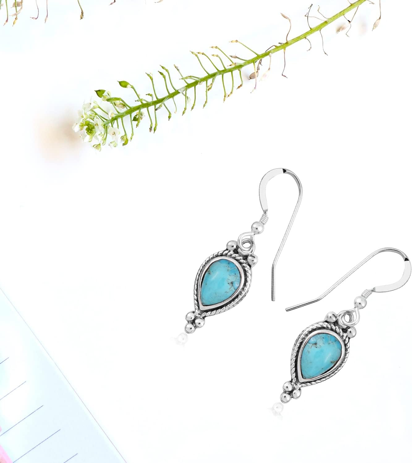 Turquoise Earrings for Women in 925 Sterling Silver Drop Dangle Earrings Boho Western Turquoise Jewelry Birthday Valentines Day Gifts for Womens - Image 8
