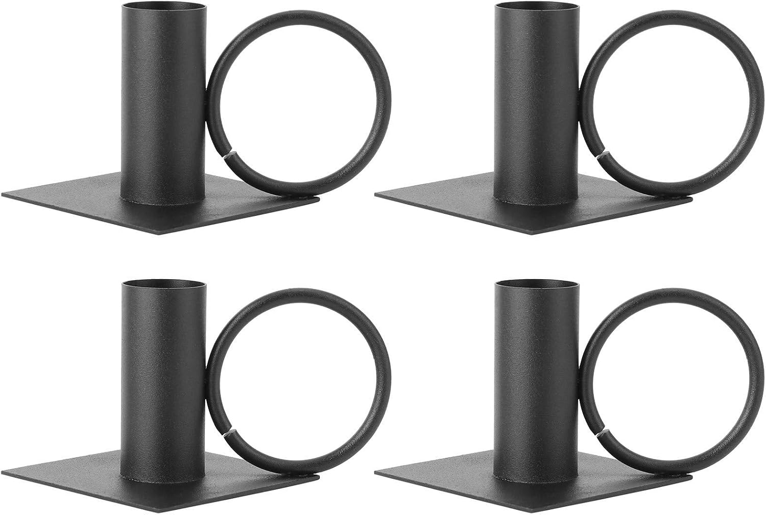 Alipis 4pcs Black Iron Candle Holders Set with Creative Shape, Decorative and Romantic Atmosphere Candle Tray for Christmas and Party Table Decor