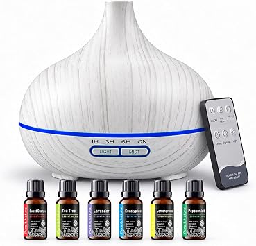 550ml Essential Oil Diffuser with Remote Control,6 Aromatherapy Oils