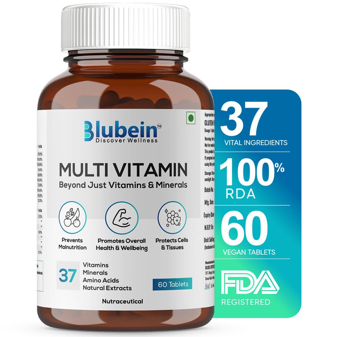 Blubein Multivitamin 60 Tablets for Men & Women with 37 Vital Nutrients