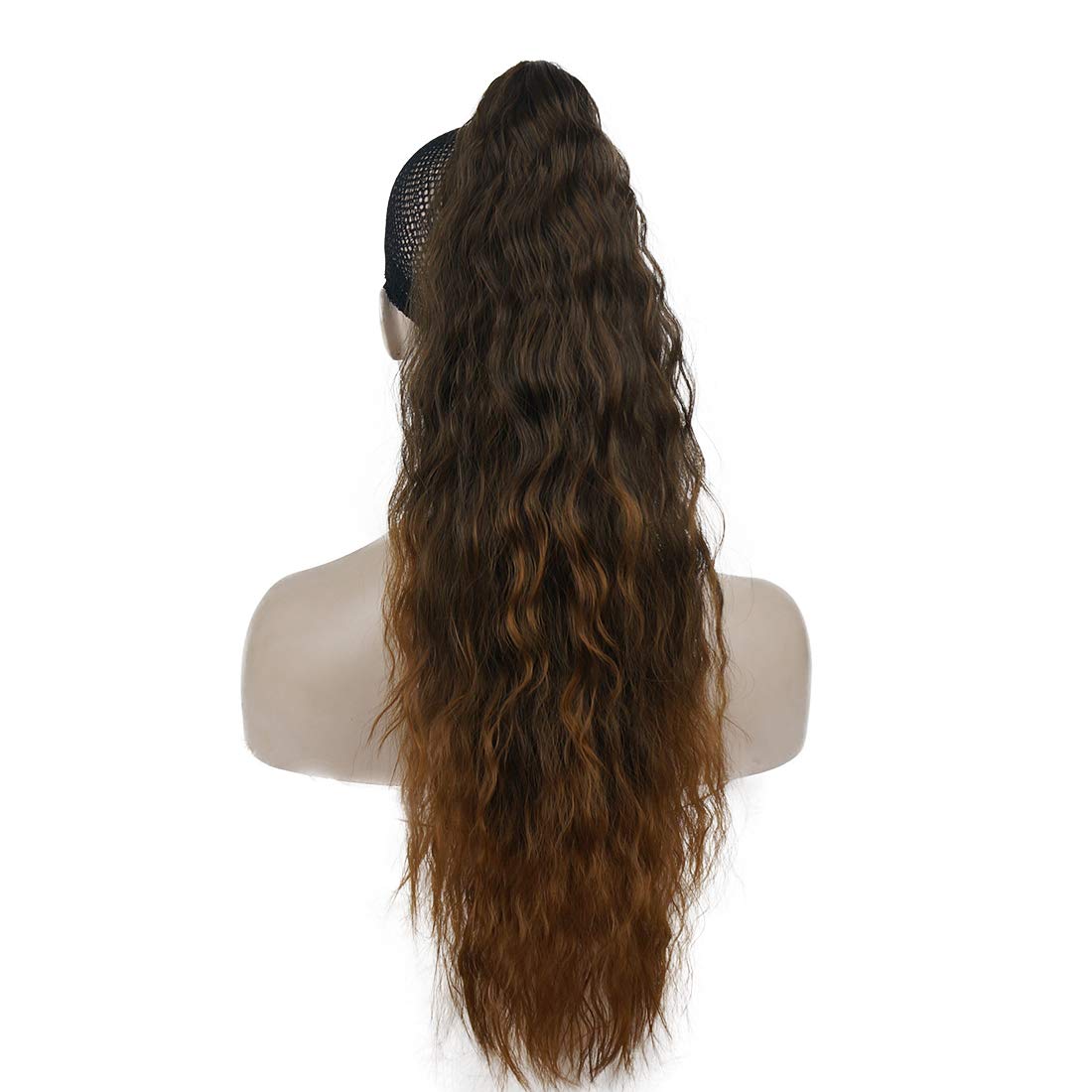 Wiginway Long Claw Ponytail Hair Extension One Piece Cute Clip in on Ponytail Jaw/Claw Synthetic Deep Wave(Light Auburn)