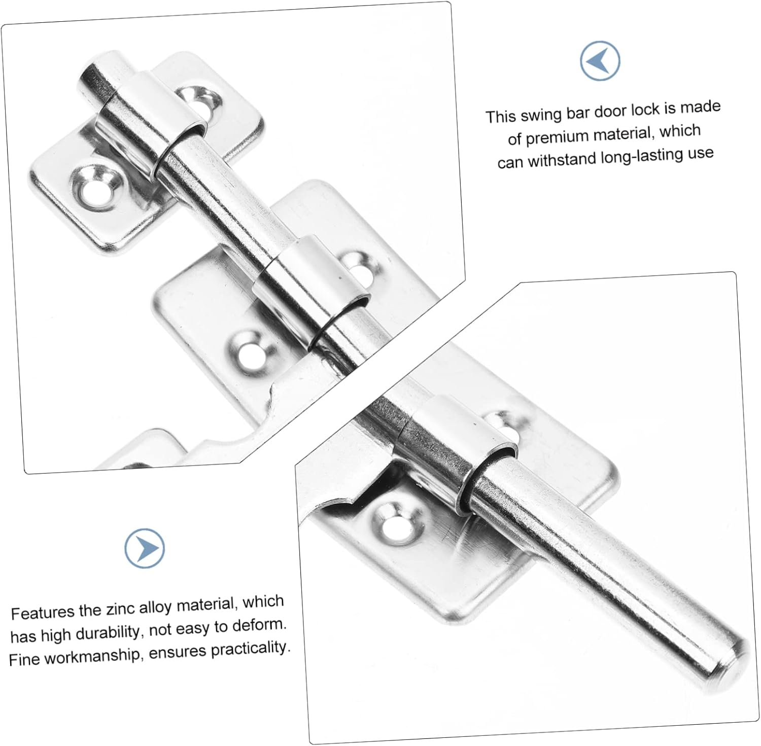 Gate Latch, 2pcs Concealed Slide Door Guard Lever Lock Lever Bolt Flush Slide Lock Bolt Action Gate Door Bolt Door Chain Lock Heavy Duty Door Latch Heavy Duty Stainless Steel Inner