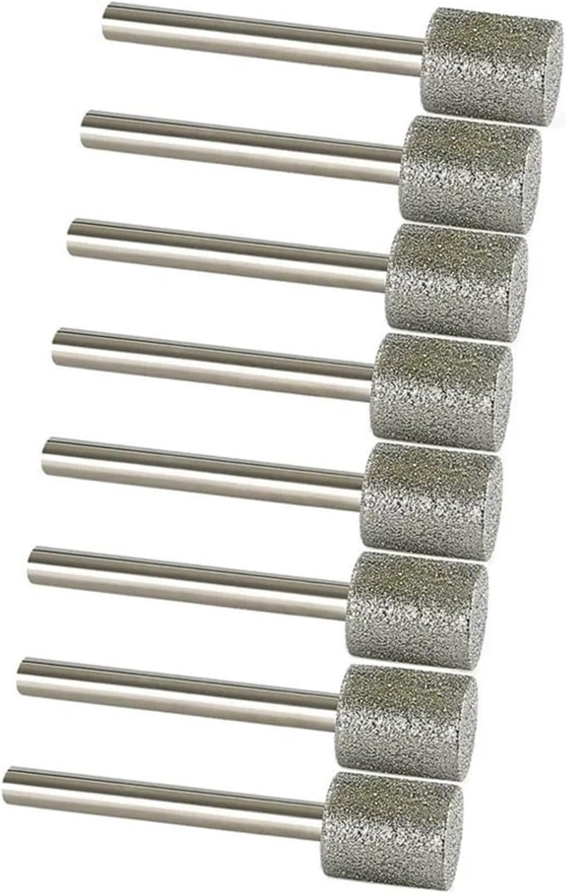 3mm-20mm Cylindrical Diamond Burr Grinding Bit 3/6mm Shank Stone Jade Carving Grinding Engraving Drill Bit Rotary Tools