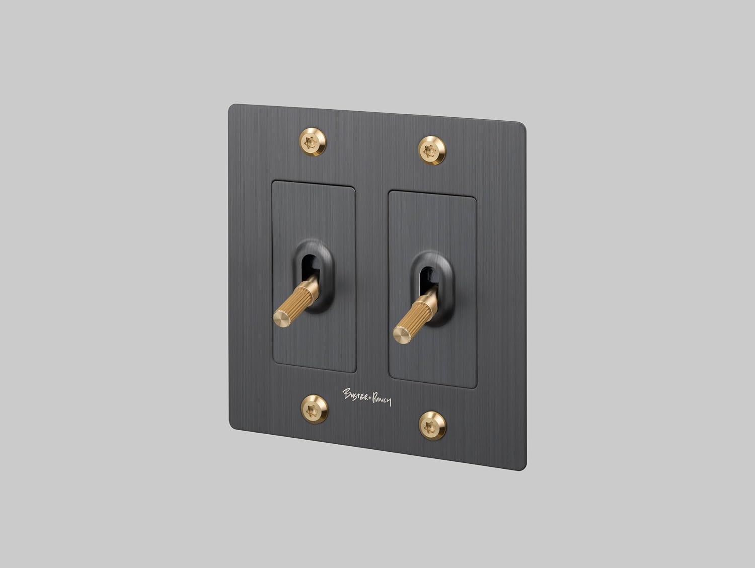 Buster and Punch Detail Kit Toggle Linear Knurl in Brass - Solid Metal Replacement for Light Switches