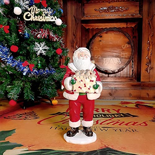 Fianmy Merry Santa Figurine Decor Holiday Decorations Cute Santa With Puppy Christmas Figurines Gifts #TOP4