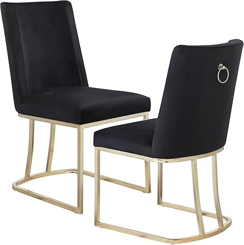 Miniatura 10 de WOKER FURNITURE Juego de 2 sillas de comedor modernas, sillas de comedor de terciopelo, sillas de cocina con base de metal, sillas laterales sin