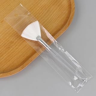 Beauty Tools Fan Fruit Acid h Makeup Beauty Mask Brush Modification Essence Single Bag (Pack of 3) (Transparent rod, white-haired fan brush (OPP single independent packaging))