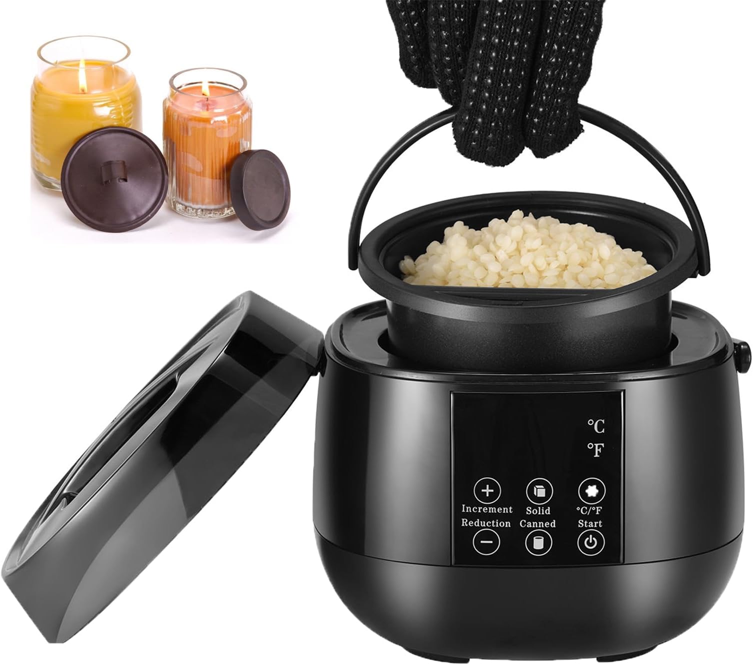 Electric Wax Melting Machine For Candle Making, Diy Candle Maker Set For Adults Beginners, Small Candle Melting Pot With Led Temperature Display, Scented Wax Melts Kit With Candle Making Accessories