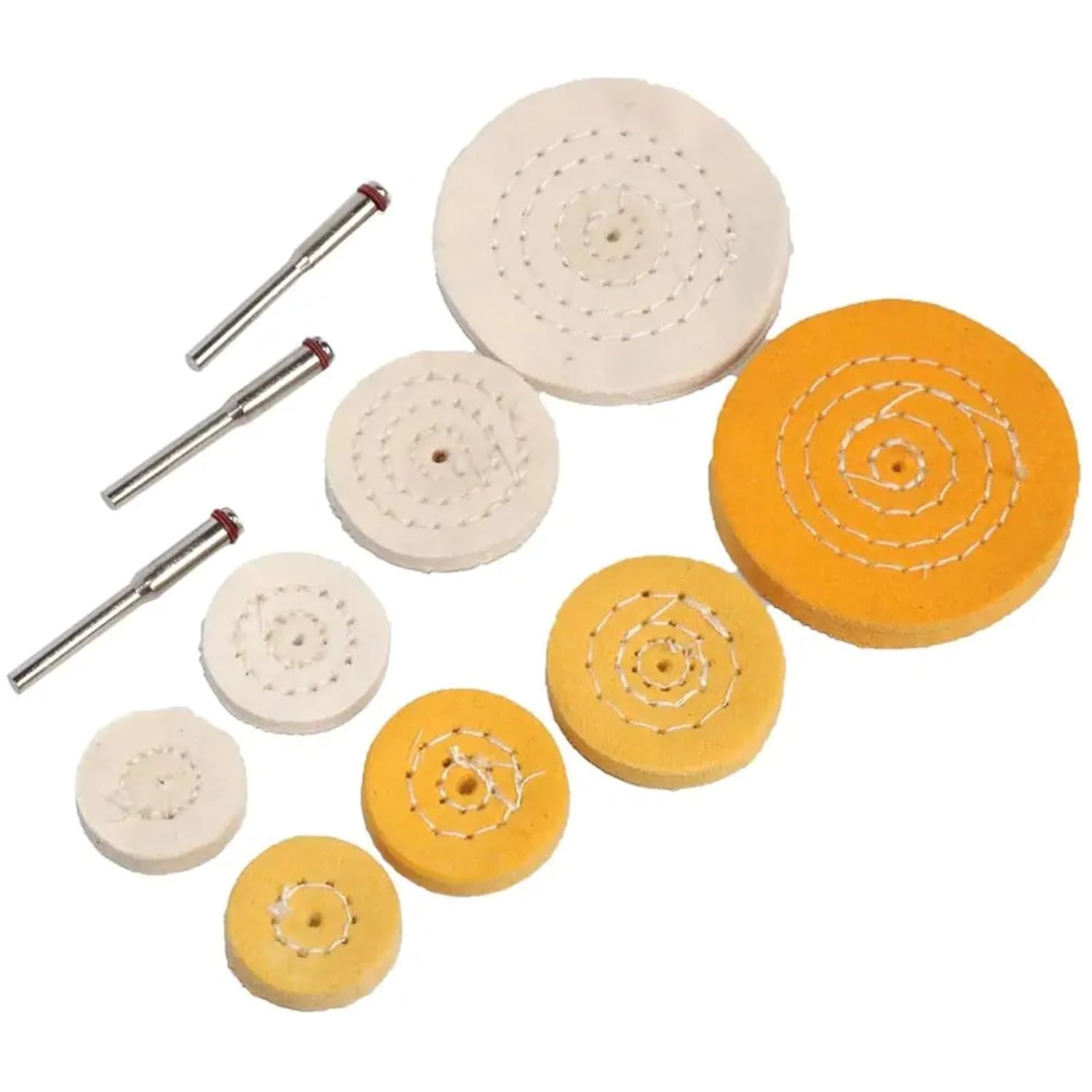 Cotton Cloth Grinding Sanding Head Abrasive Buffing Wheel 3mm Shank Thread Polishing mini Brush for Dremel Drill(50mm Yellow 5pc)