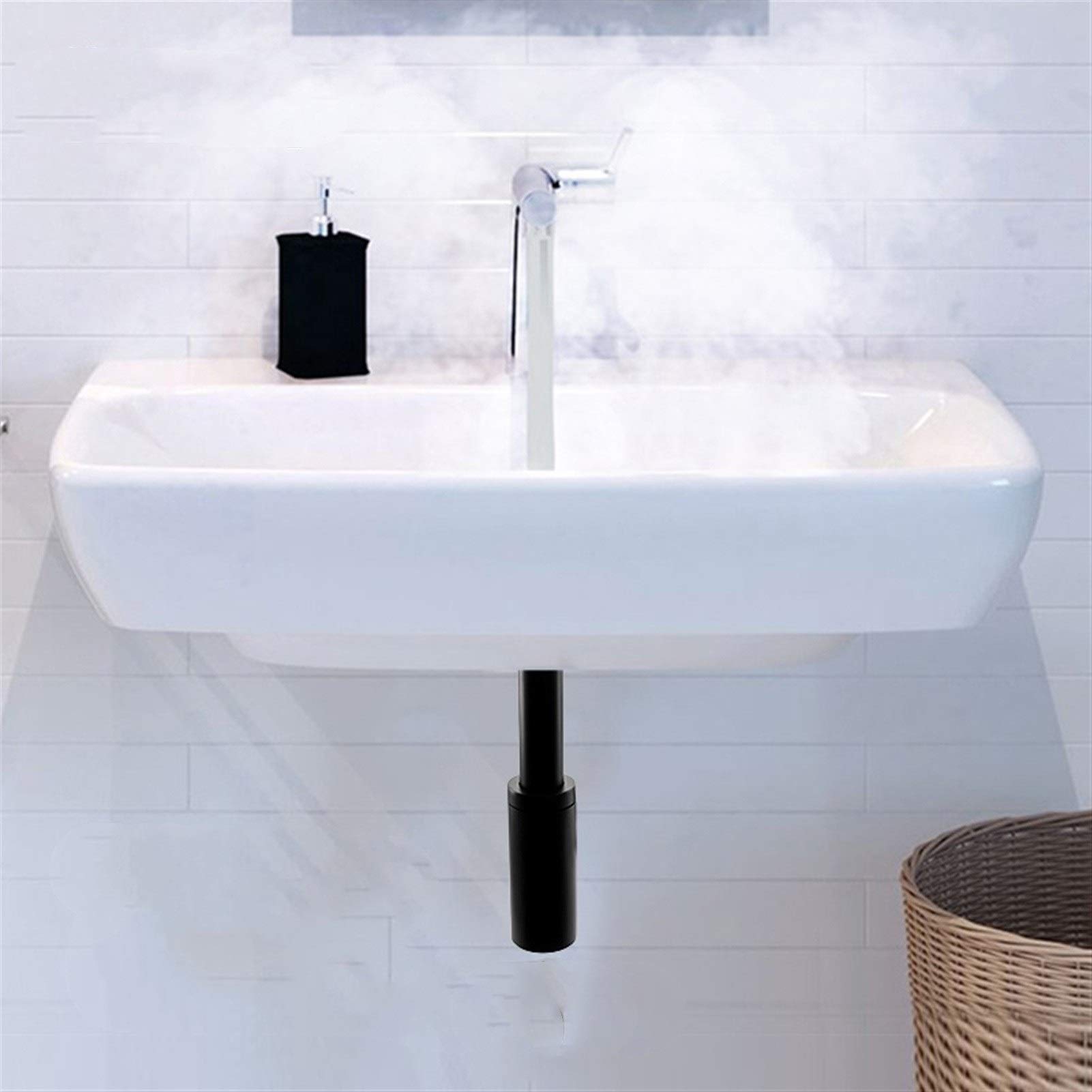 Bassin Pop Up Drain Noir en Acier Inoxydable Bouteille Siphon Évier De Salle De Bains Siphon Vidanges avec Kit De Vidange Pop Up
