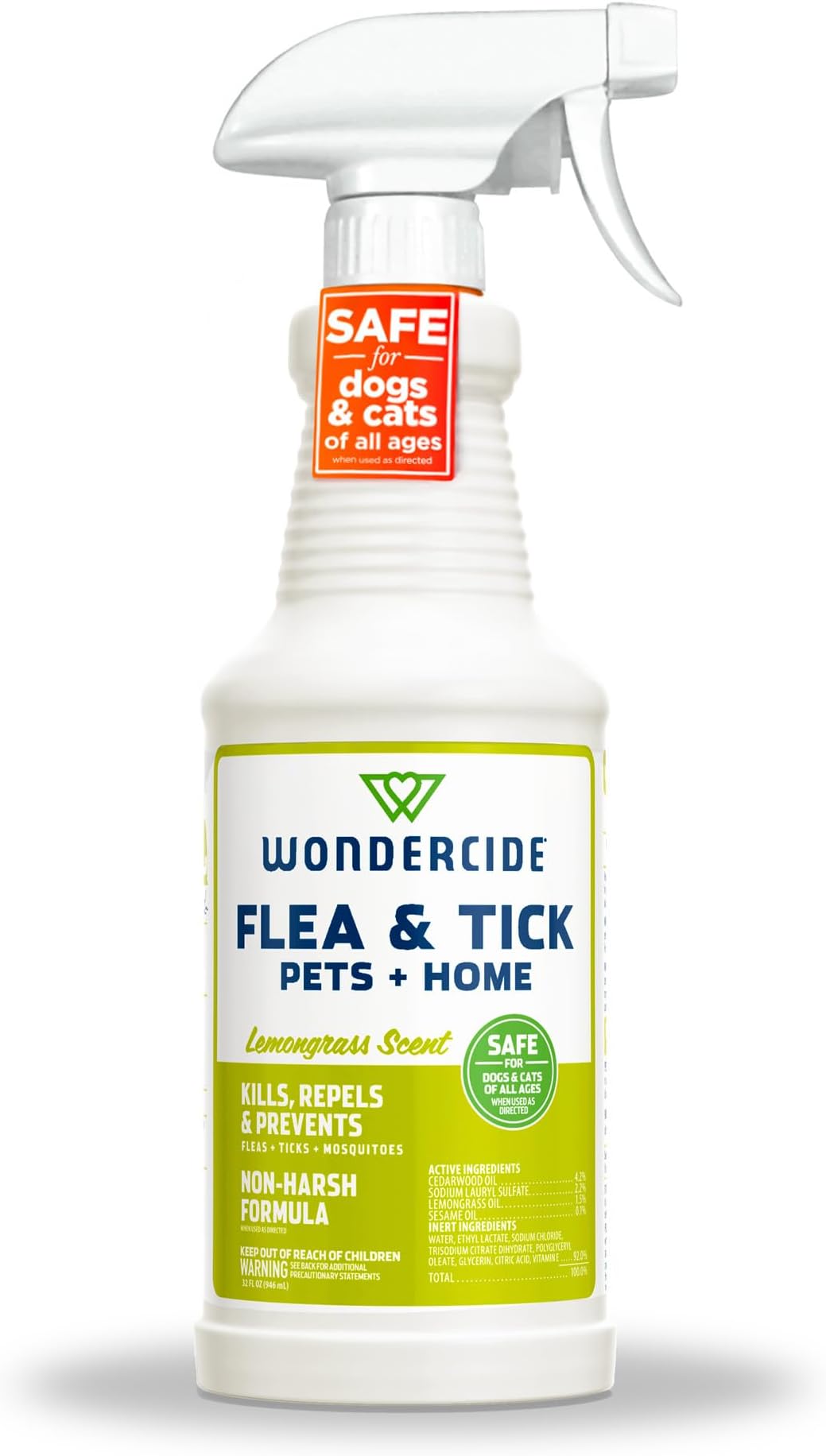 Wondercide - Flea Tick & Mosquito Spray for Pets & Home - Lemongrass 32 oz