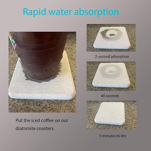 Miniatura 4 de Juego de 4 posavasos de diatomita absorbentes de agua, soporte para jabón de tierra de diatomeas, secado de agua, ahorrador de jabón, juego de