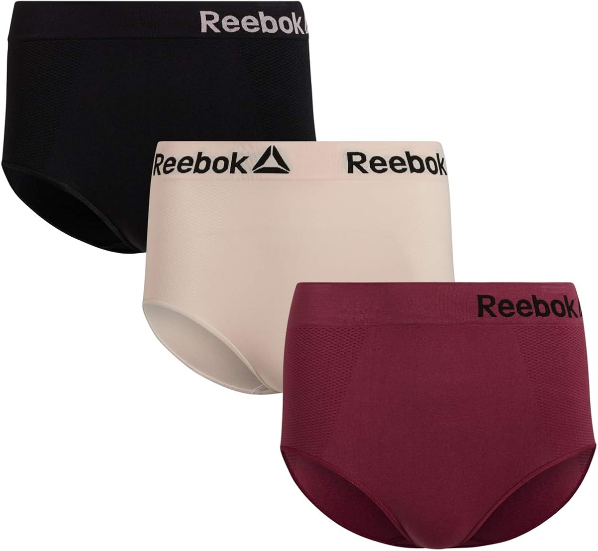 Reebok Women High Waist Nylon/Spandex Seamless Brief Underwear (3 Pack)