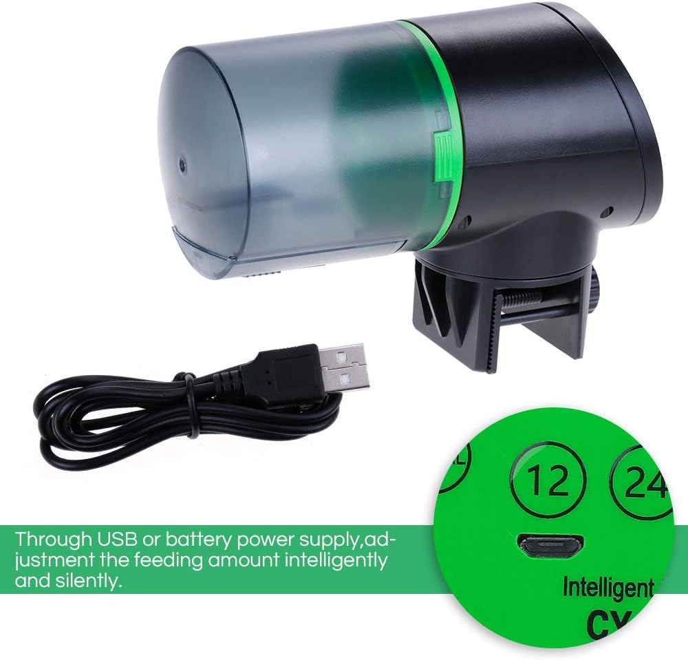 Petbank Automatic Fish Feeder - USB Rechargeable Timer Fish Feeder for Aquarium or Fish Tank,Vacation & Weekend Fish Food Dispenser