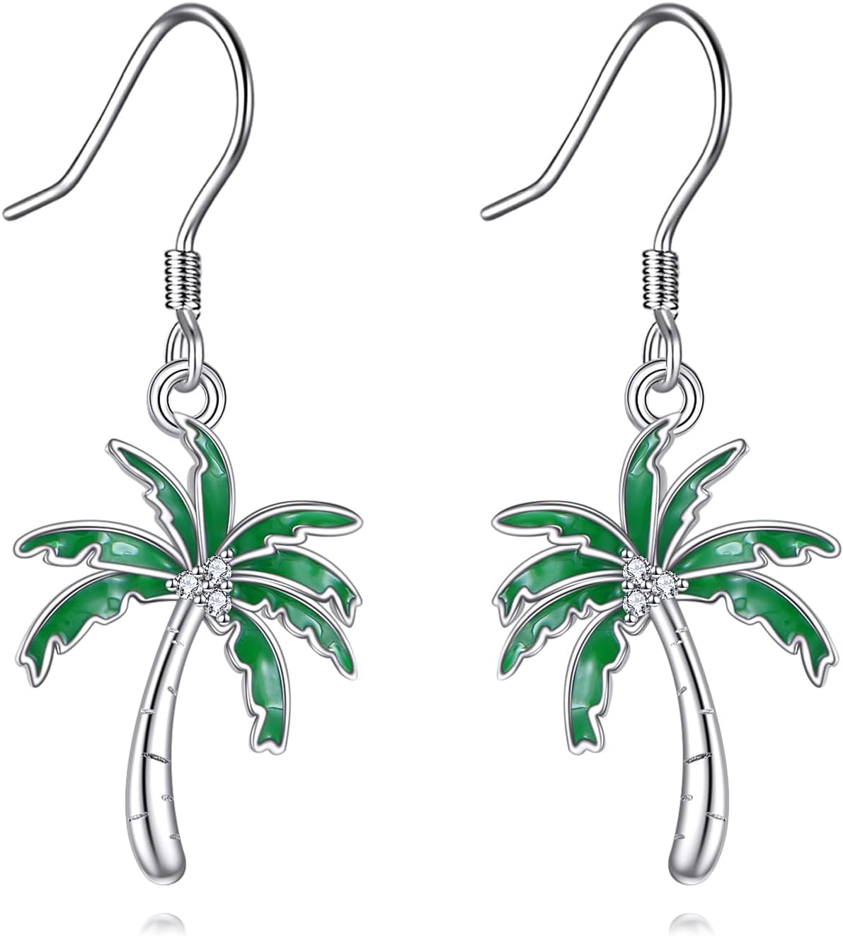Palm Tree Earrings 925 Sterling Silver Palm Tree Dangle Earrings Tropical Jewellery for Women