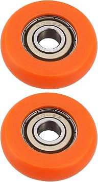 OTOTEC 2PCS Rowing Machine Seat Wheel Outer Diameter 36mm Width 10mm Inner Diameter 8mm Nylon Stainless Steel Roller Wheel with Bearing Load Capacity 67kg Orange