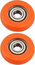 2PCS Rowing Machine Seat Wheel Outer Diameter 36mm Width 10mm Inner Diameter 8mm Nylon Stainless Steel Roller Wheel with Bearing Load Capacity 67kg Orange