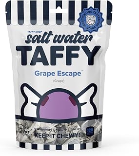 Taffy Shop Grape Escape, Grape Apple Salt Water Taffy – Gourmet Soft Chewy Candy, Bulk Sweet Snack, Fresh Gift & Gluten-Free, 30 Individually Wrapped Pieces (7oz)