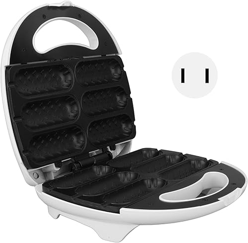 Miniatura 7 de Maíz Dog Maker, 750 W Perfect Hot Dogs on a Stick Cheese Sticks Cake hace 6 mini perros de maíz a la vez, fácil de usar, eléctrico antiadherente